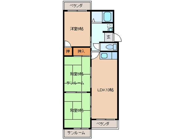 津駅 徒歩12分 3階の物件間取画像